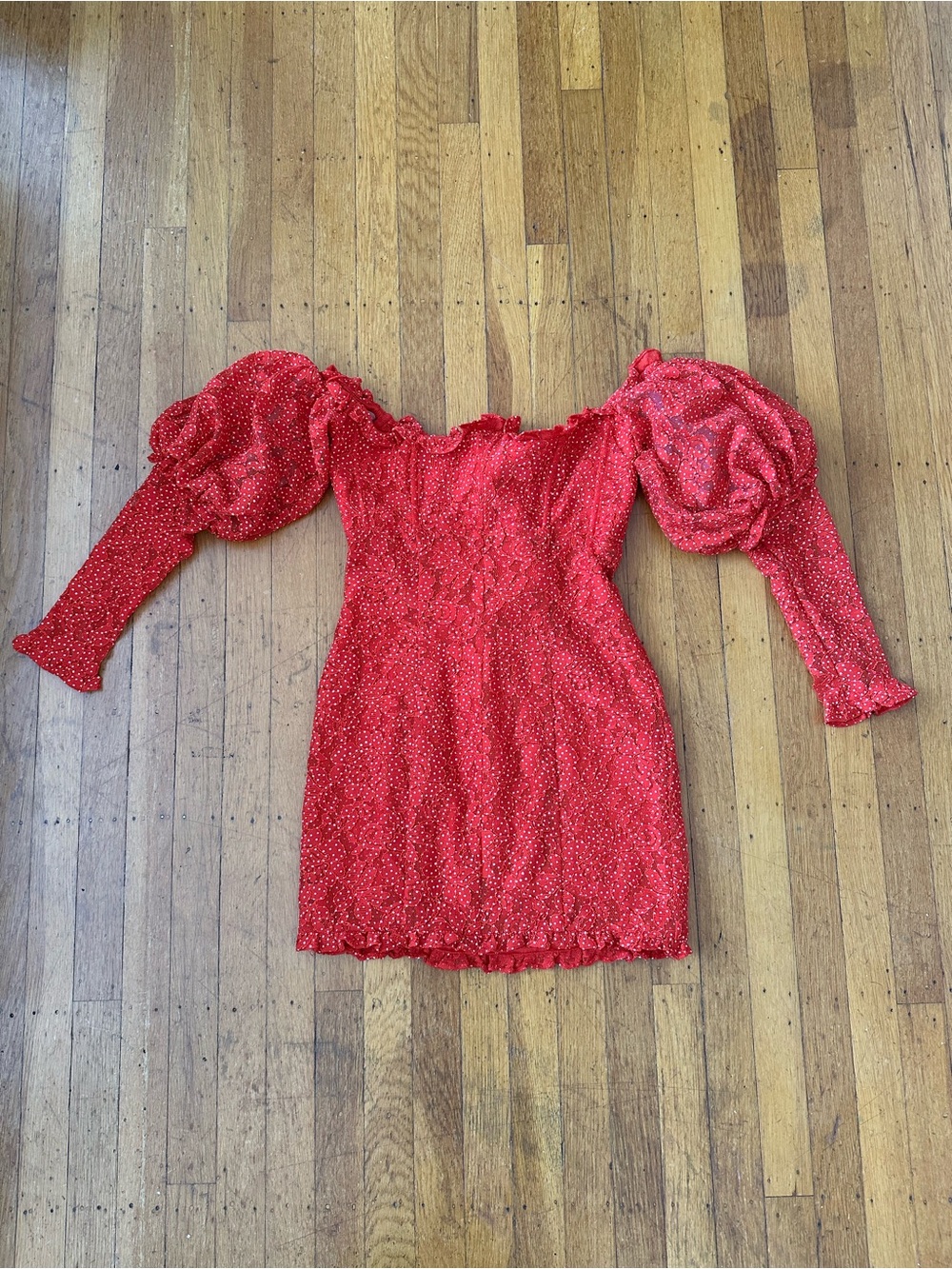 For Love and Lemons Red Lace Corset Mini Dress NWT